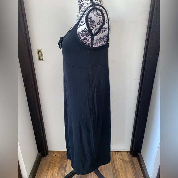 Gap Size XS Black Drawstring Scoop Neck Cami Mid-Length Dress with Empire Waist - Picture 8 of 12